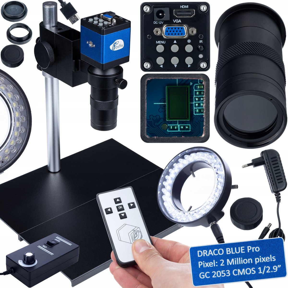 Rosfix Digitaal Microscoop Planets Pro Set 100X XL - FullHD Camera HDMI VGA
