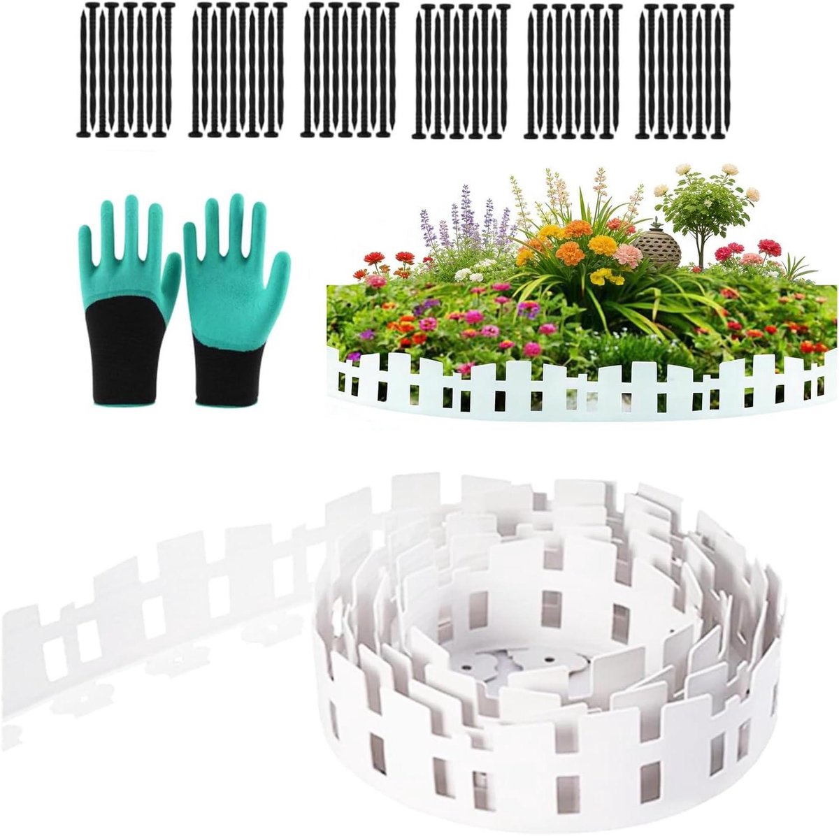 Flexibele Gazonrand - Tuinrand Kunststof - Tuin Vormgeven - No-Dig Montage - 10 Meter - Wit