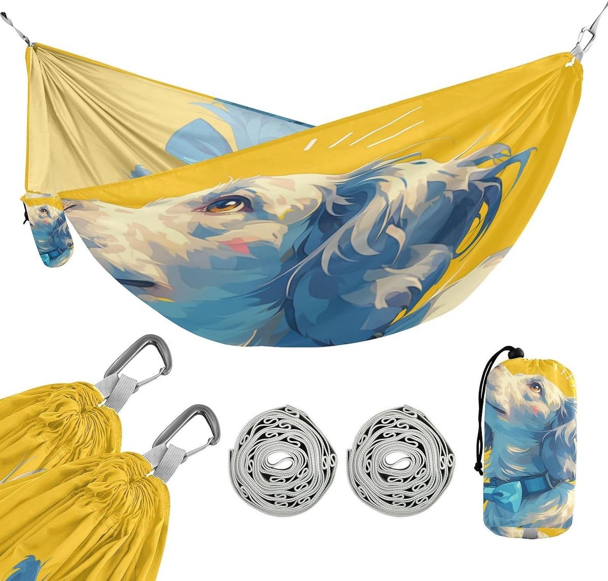 Honden Hangmat - Outdoor Lounger - Buiten Ontspannen - Met Opbergvak - 114 x 138 cm - Met Hondenprint