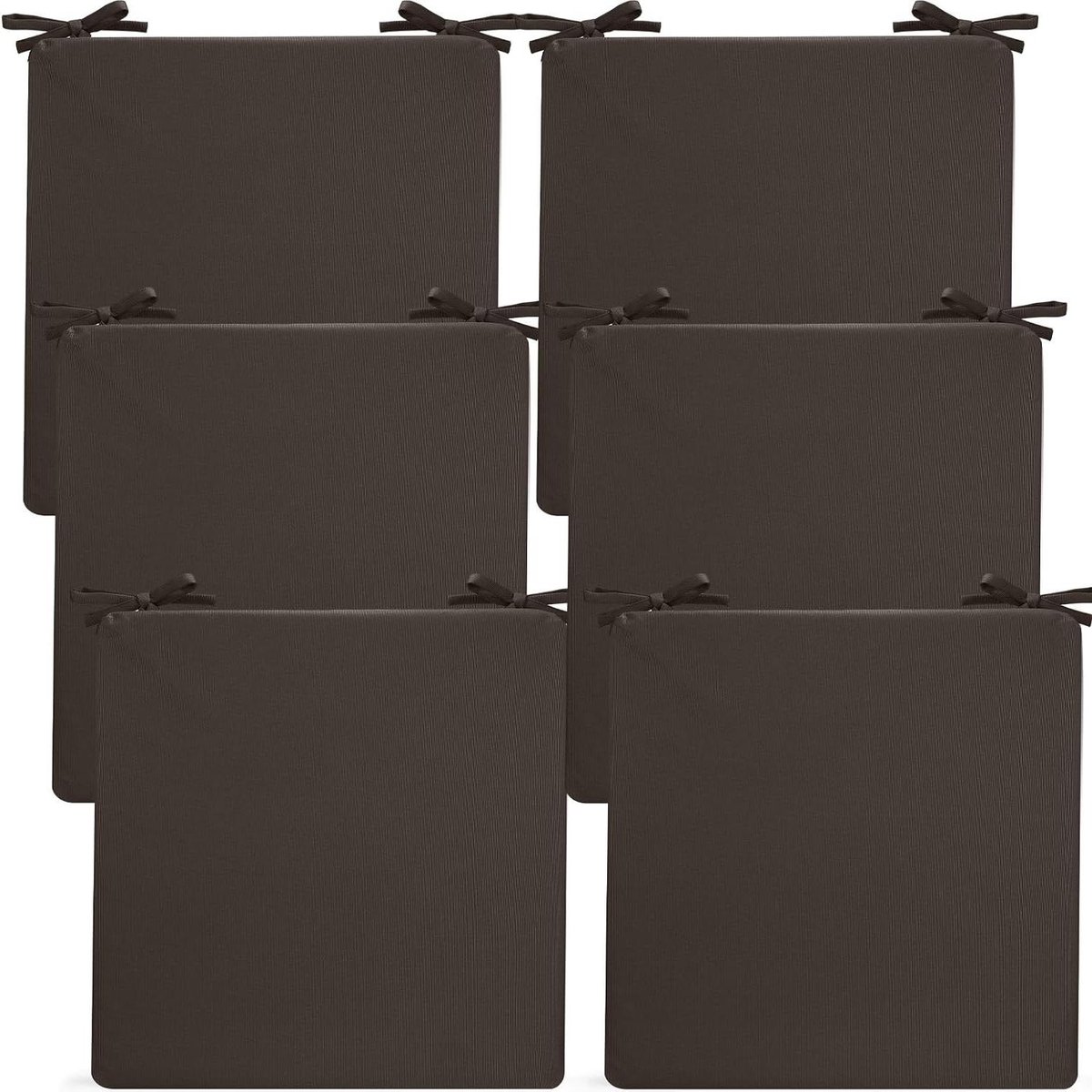 Stoelkussens voor Tuinstoel - Terraskussen Set - Comfortabel Zitten - Waterdichte Hoes - 6 Stuks 48x48cm - Bruin
