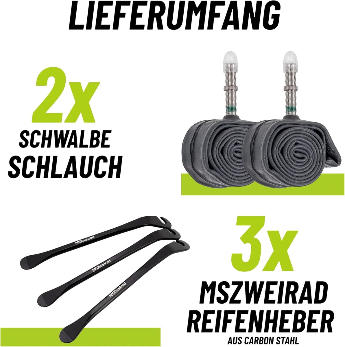 Fietsbanden Set - Binnenbanden Fiets - Fiets Reparatie - Inclusief Bandenlichters - 24 inch - Zwart