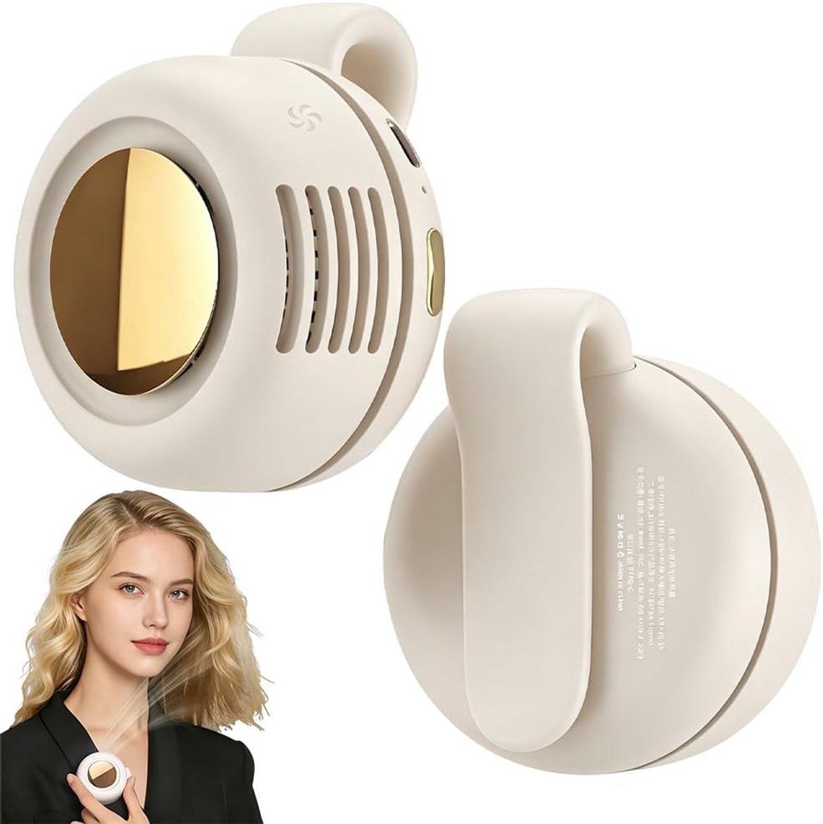 Klein Clipventilator - Wit - Draagbare Stille Mini Bladeloze Ventilator - Voor Outdoor en Kantoor