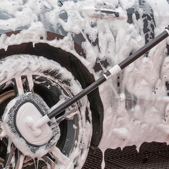 Autowasborstel - Uitschuifbare borstel - Voertuigen Reinigen - 15 graden gebogen steel - 50-110 cm - Zwart Grijs — afbeelding 5