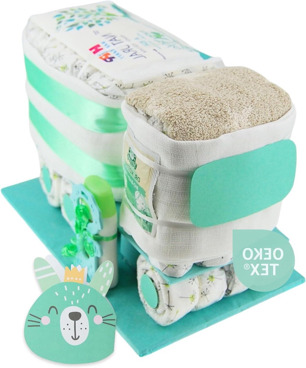 Luiertaart Vrachtwagen - Kraamcadeau Baby - Geboorte Vieren - Liefdevol Handgemaakt - Uniek Stuk - Mint Unisex