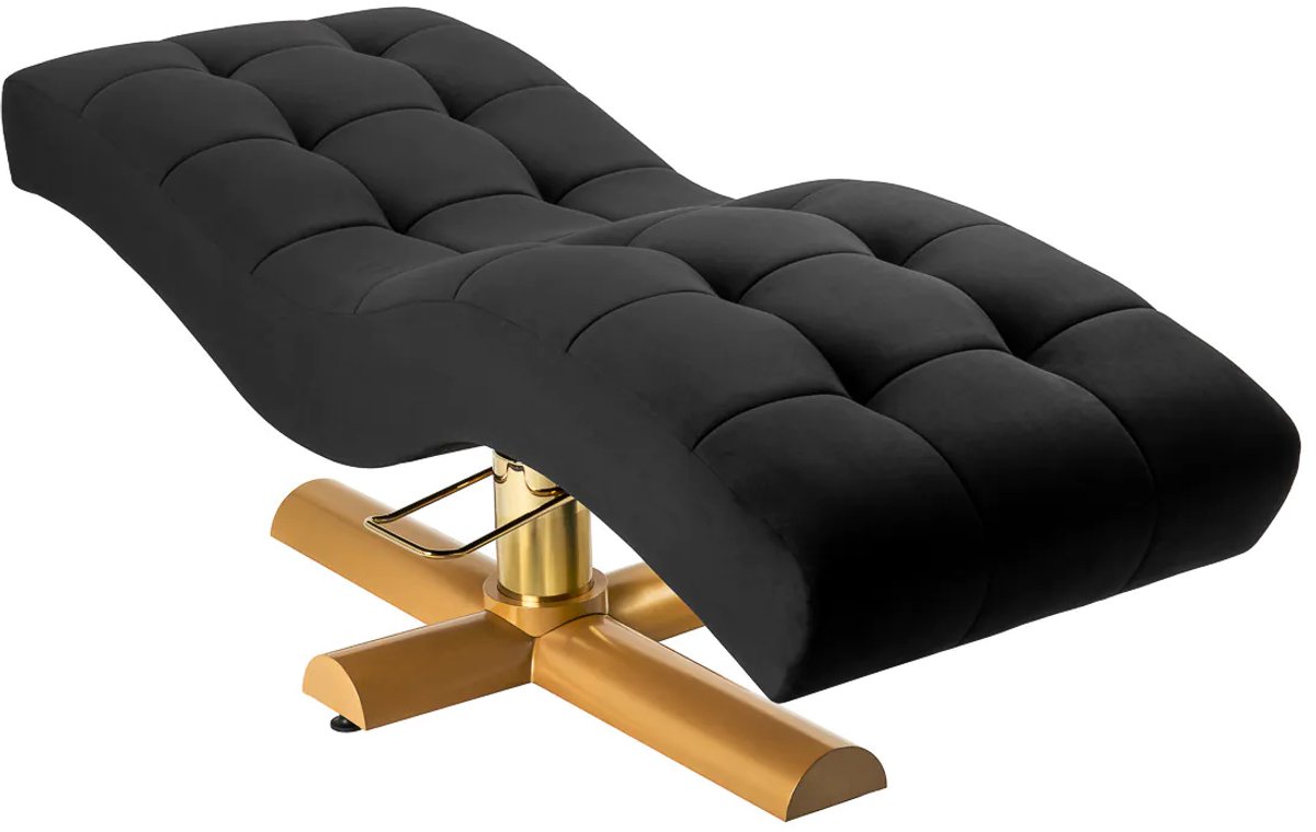 Wimperstoel zwart met gouden voet - behandelstoel - permanente make-up stoel - wenkbrauwbehandelingen