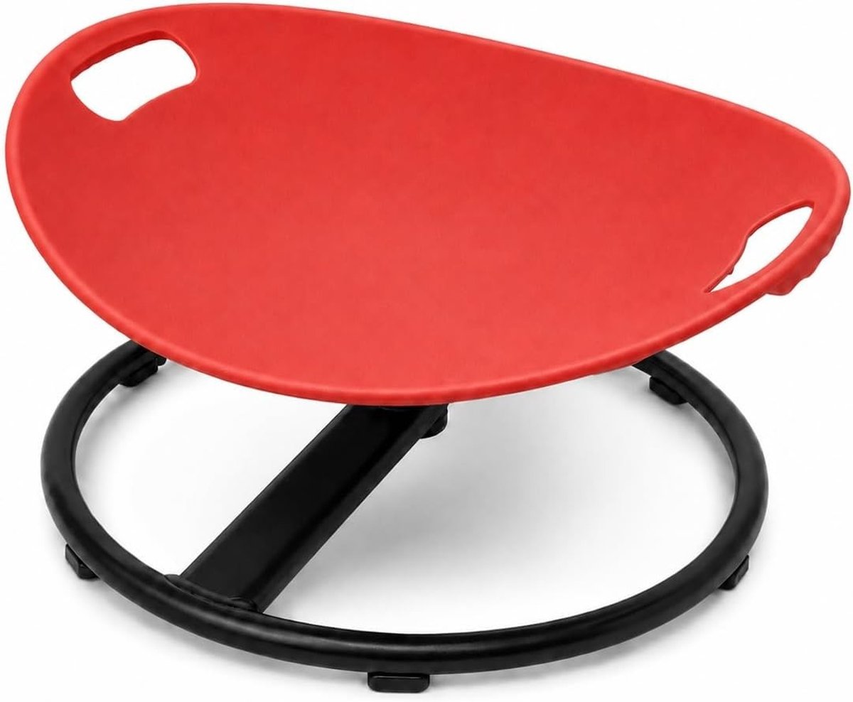 Zintuiglijke Draaiende Stoel voor Autisme - 360° Draaiende Stoel voor Kinderen met ADHD 3-8 Jaar, Veiligheids Handgrepen & Antislip Basis, Verlichting van Bewegingsziekte Binnen en Buiten (Rood)