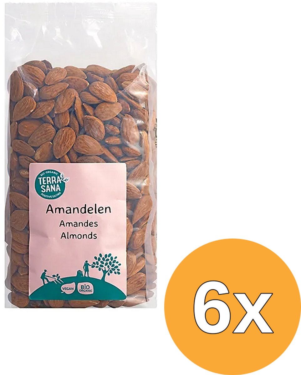 6x Terrasana Raw Amandelen Bruin Bio (750 gr)