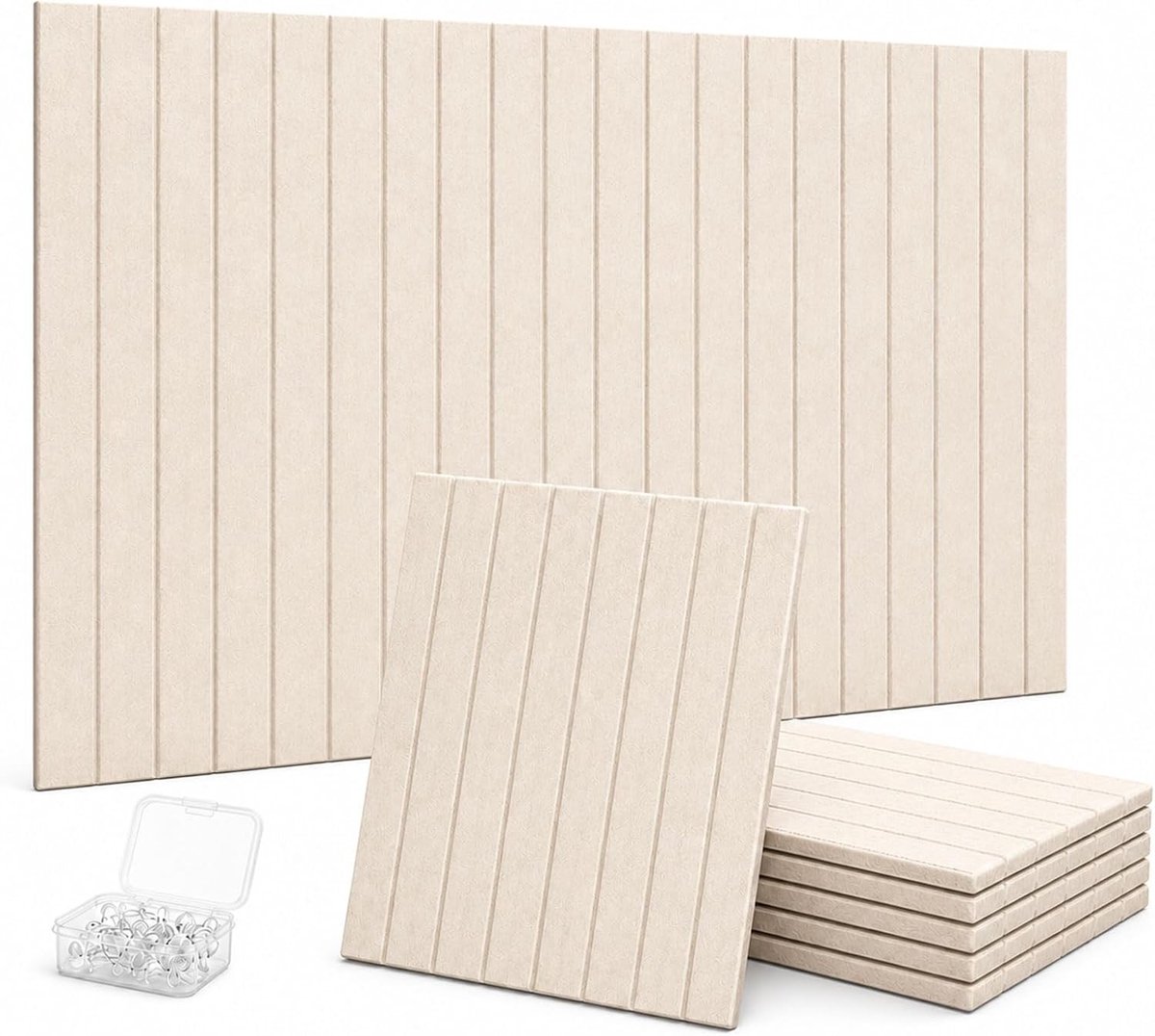 SnelShoppen - Vilten Prikbord Set van 6 - 90 x 60 cm - Beige - Zelfklevend - Boorvrije Montage - Inclusief Punaises - Flexibel voor Foto's, Notities &