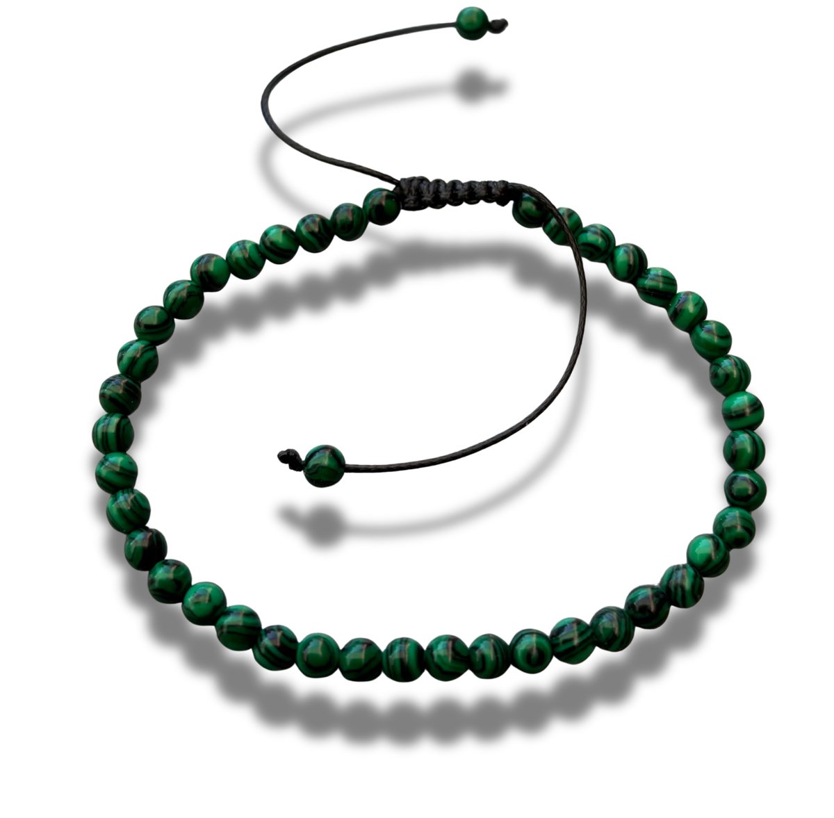 Armband - natuursteen - 4 mm - malachiet - 16 tot circa 21 cm - in lengte verstelbaar