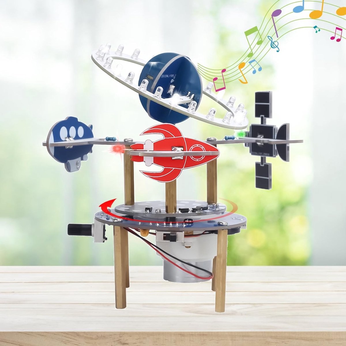 DIY Draadloze Rotatie Soldeerbouwset - Multicolor - 3D Ruimtemodel - Elektronische Leerset met USB en LED - Voor Educatief Gebruik
