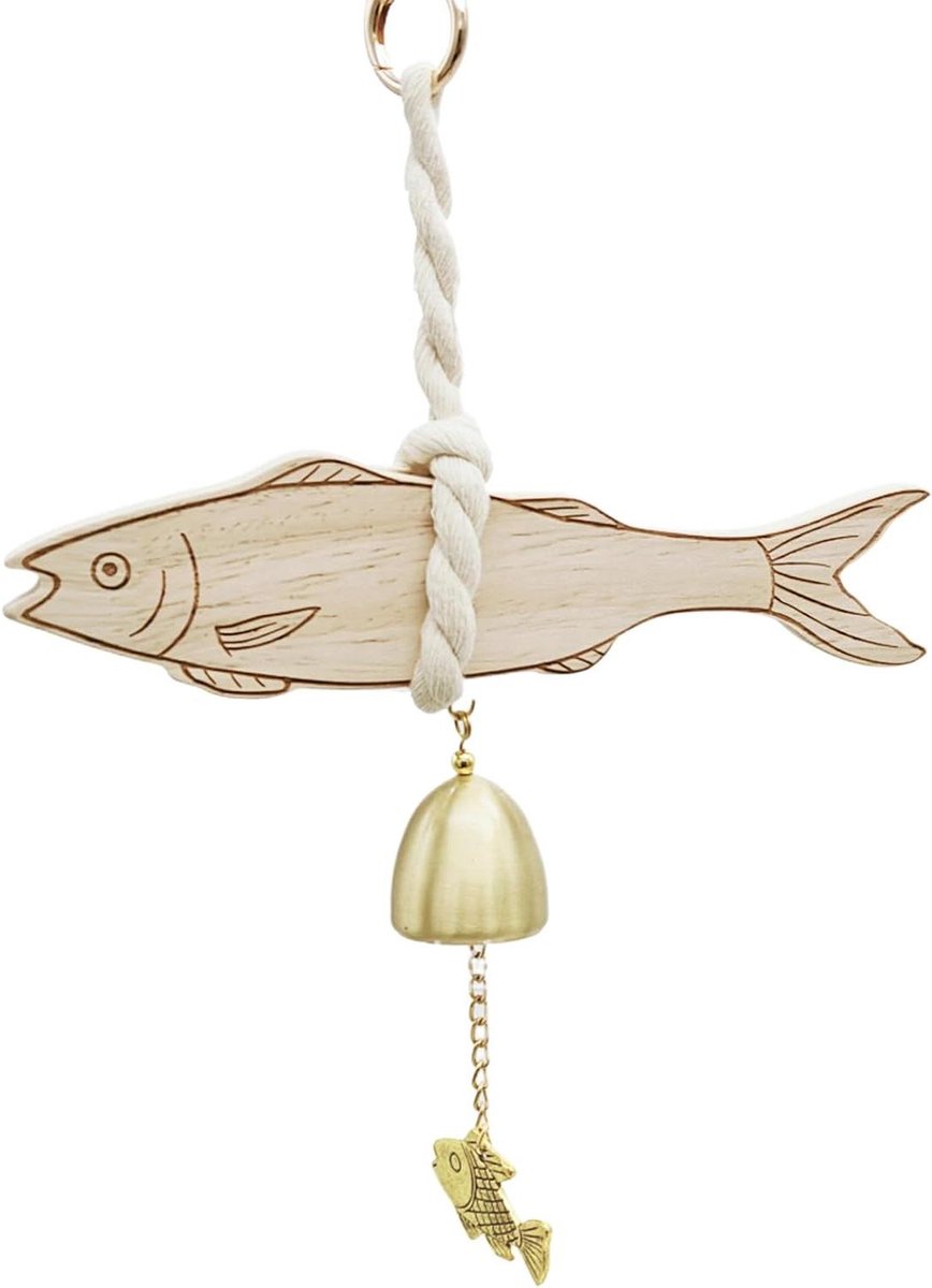 Houten Deurbel - Winkelbel Vissendesign - Entree Verfraaien - Ambachtelijk Houtwerk - 20 x 10 x 5 cm - Niet gespecificeerd
