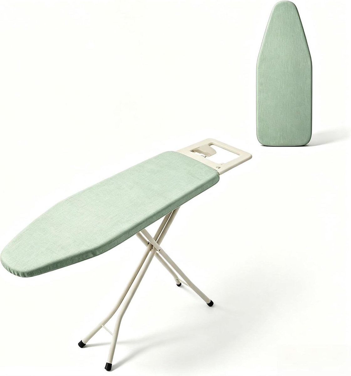 Premium Strijkplankovertrek 135 x 56 cm van Katoen met Schuimvulling en Elastische Rand, Ideaal voor Stoomstrijkstation en Brede Strijkplanken, Kleur Kaki