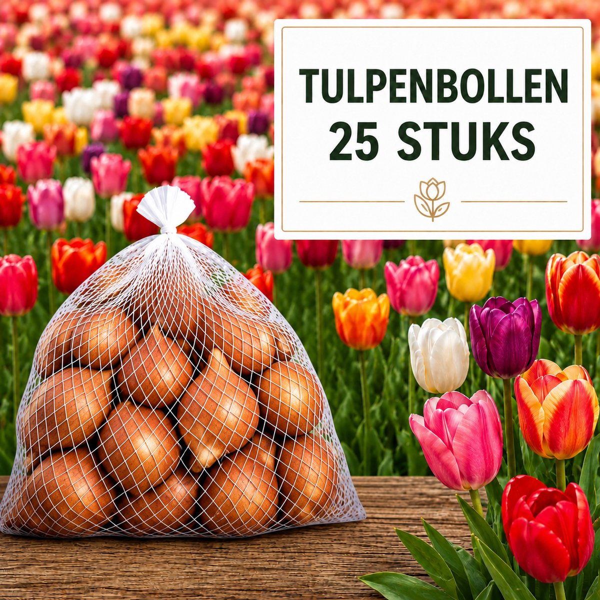 Tulpenbollen Mix – 25 Stuks - Tulp Cadeau – Voor Tuin of Pot – Maat 12 – Vers van de Teler!