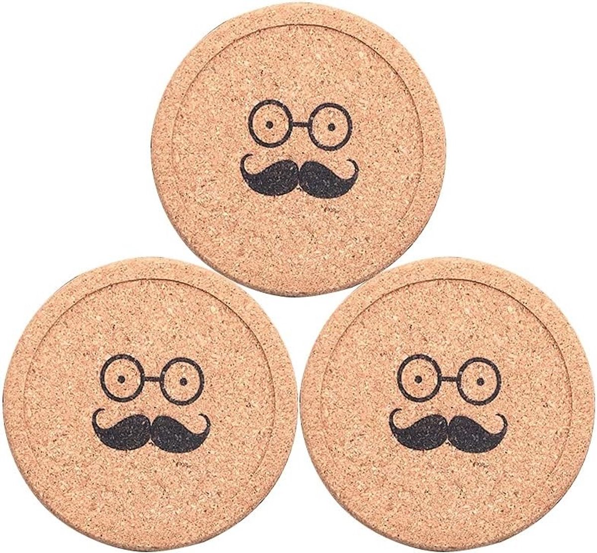 Set van 3 Ronde Kurken Coasters van 10 cm - Bescherming voor Meubels, Vochtabsorberend en Warmtebestendig