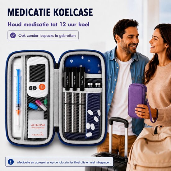 ETSELLS Insuline Koelcase PAARS - Medicatie Koeltas - Inclusief 2 Ice Packs - Waterdicht & Schokbestendig - Diabetes Etui - Voor Reizen van Etsells — afbeelding 5