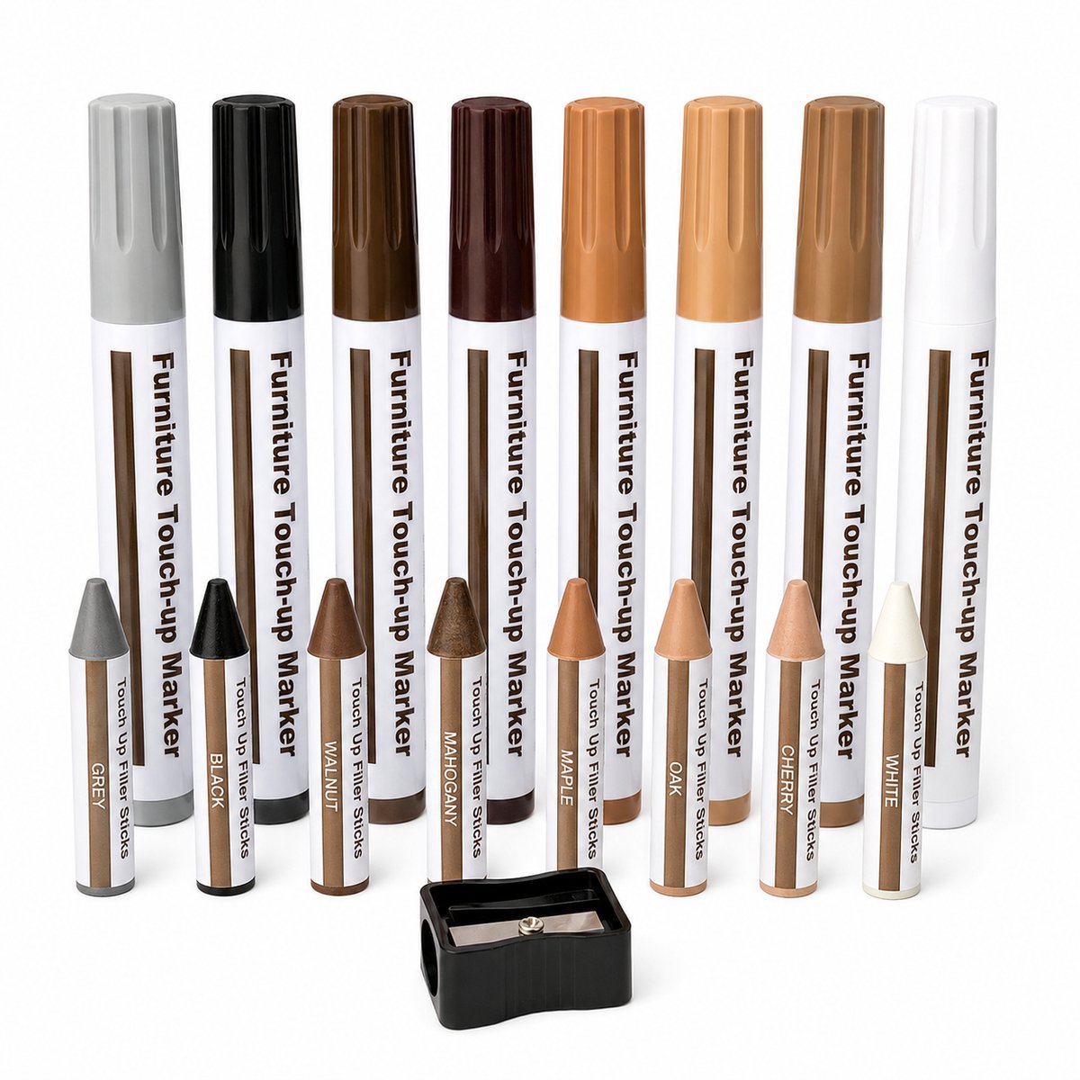 Meubelreparatieset 17-delig Meubelstiften & Wax Krijtjes – Reparatiestiften voor Hout, Laminaat & Vloeren – Voor Krassen en Beschadigingen