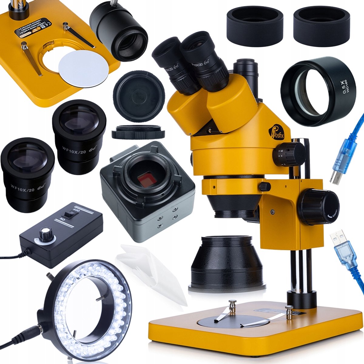 Rosfix Trinoculair Stereomikroscoop Mercury S - Zoom 7–45x - Camera 5MP USB - Barlow 0,5x - LED56
