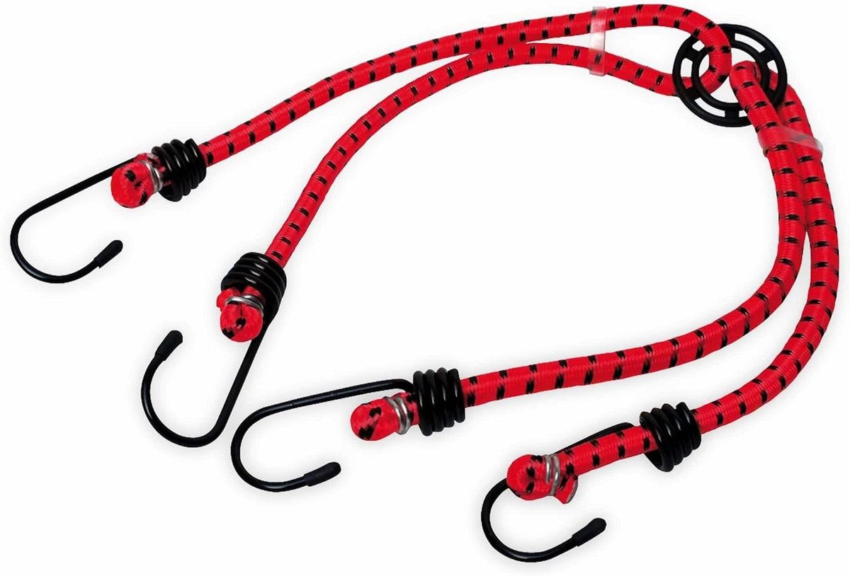 Spanbanden Set - Elastische Koorden - Bagage Bevestigen - Kunststof Gecoate Haken - 8mm x 50cm - Zwart
