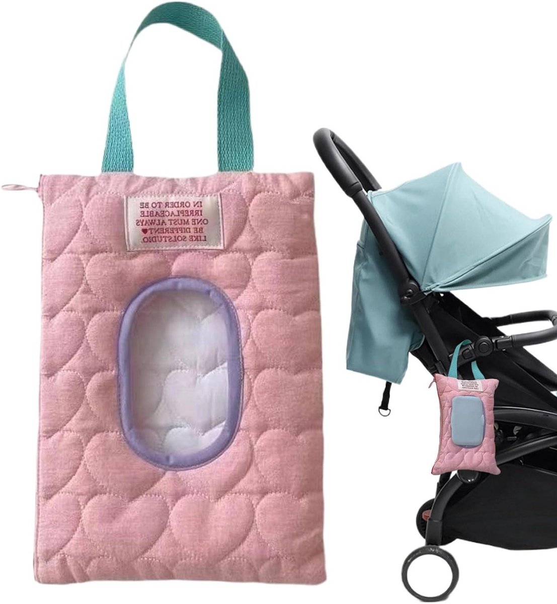 Wipes Dispenser Tas - Wipes Houder - Baby Verzorging - Jam-vrij Ontwerp - 23 x 17 cm - Roze