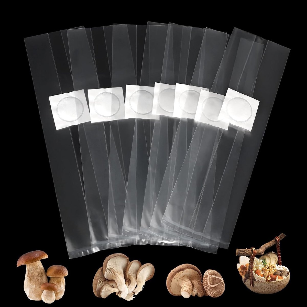 50 Stuks Paddenstoelen Kweekzakken 25x50cm met Filter voor Eenvoudige Paddenstoelen Teelt en Groeiaccessoires