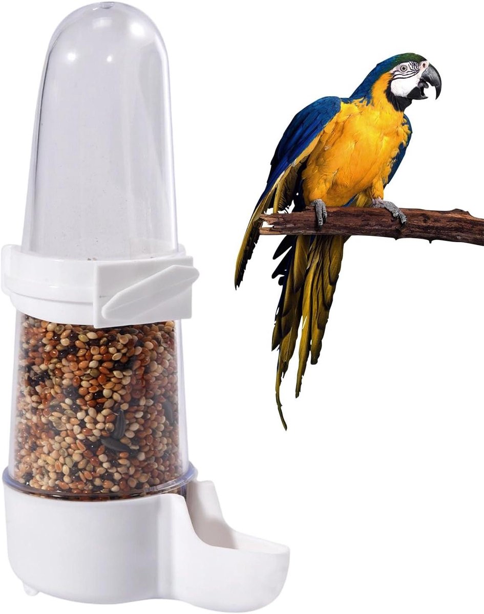 Automatische Vogelvoeder - Vogelvoederbak Voerdispenser - Vogels Voeren - Morsdicht Ontwerp - 12x9x4 cm - Wit