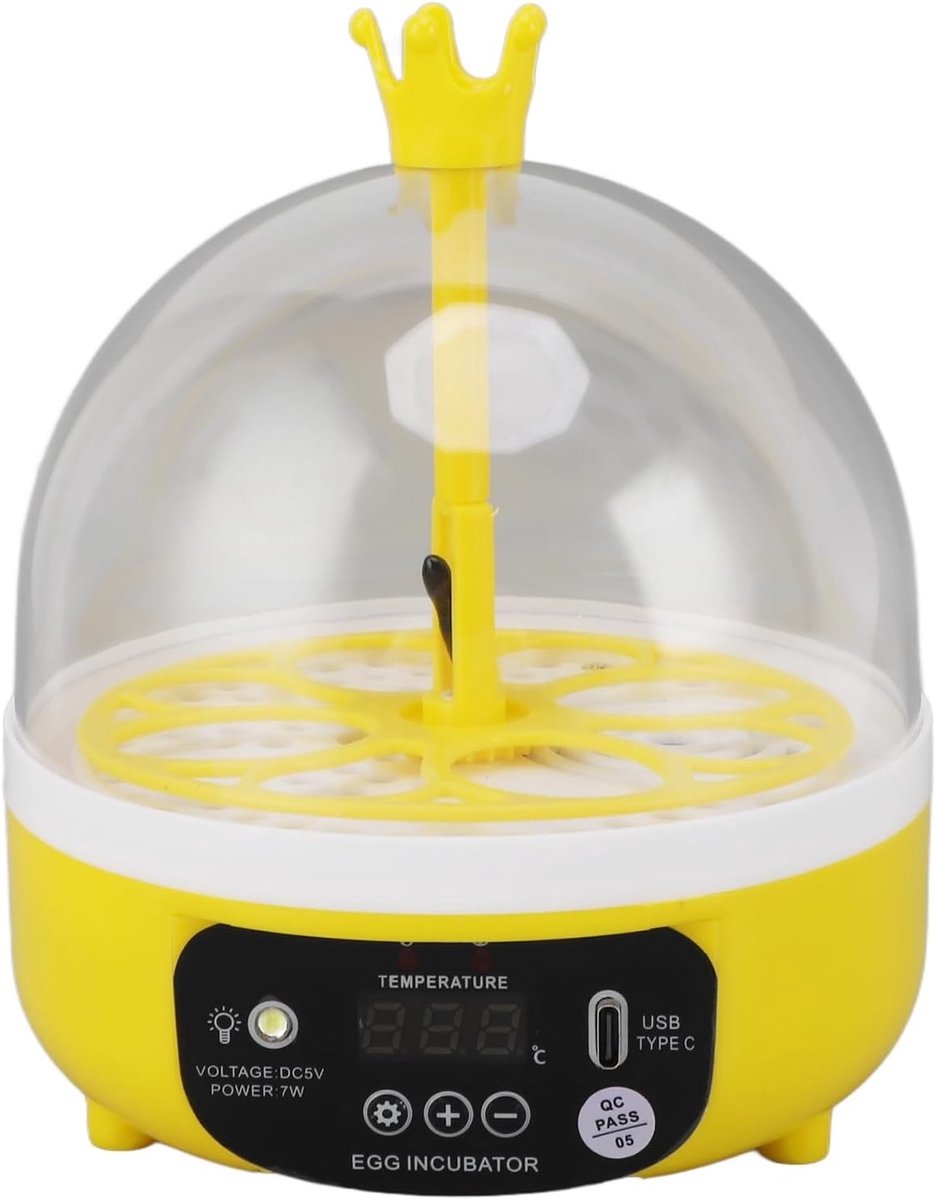 Automatische Eieren Incubator met Temperatuur- en Vochtigheidscontrole voor 4 Eieren, Geschikt voor Kippen en Pluimvee