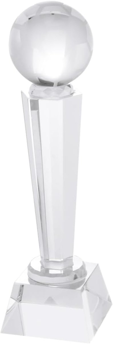 Voetbal Trofee - Prijs beker - Wedstrijd winnaars - Kristal design - 24 cm hoog - Transparant