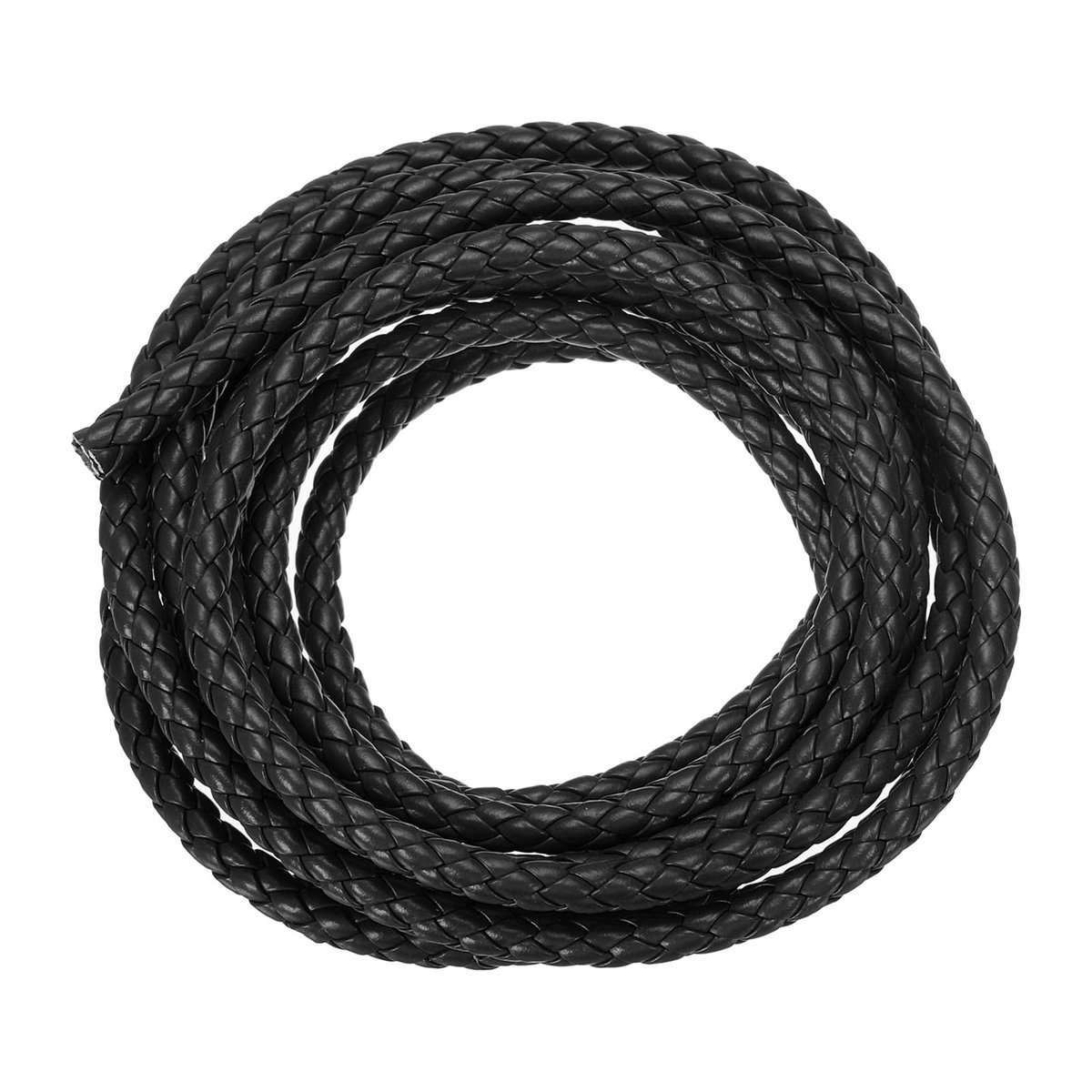 Leren Kordel voor Sieraad Creatie - Geflochten Leer, Zwart, 5mm, 1,8 Yards