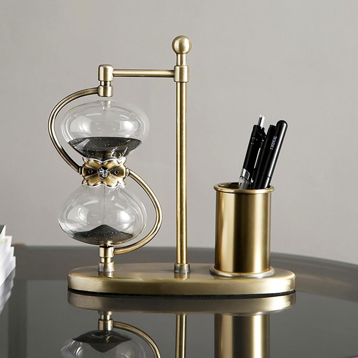 Zandloper Timer - Zandloper Decoratie - Tijdmanagement Assistent - Handgemaakt Vakmanschap - 21x24 cm - Wit