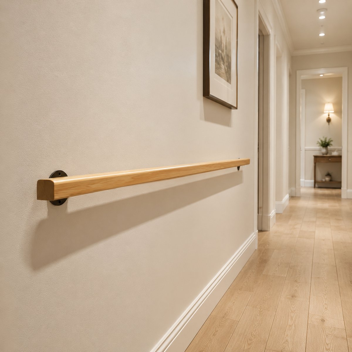 Froadp 80cm Massief Beukenhouten Trapleuning Wandreling Houtkleur Plat Profiel Voor Woonhuis Gang Kelder Zolder Binnenruimte Trap