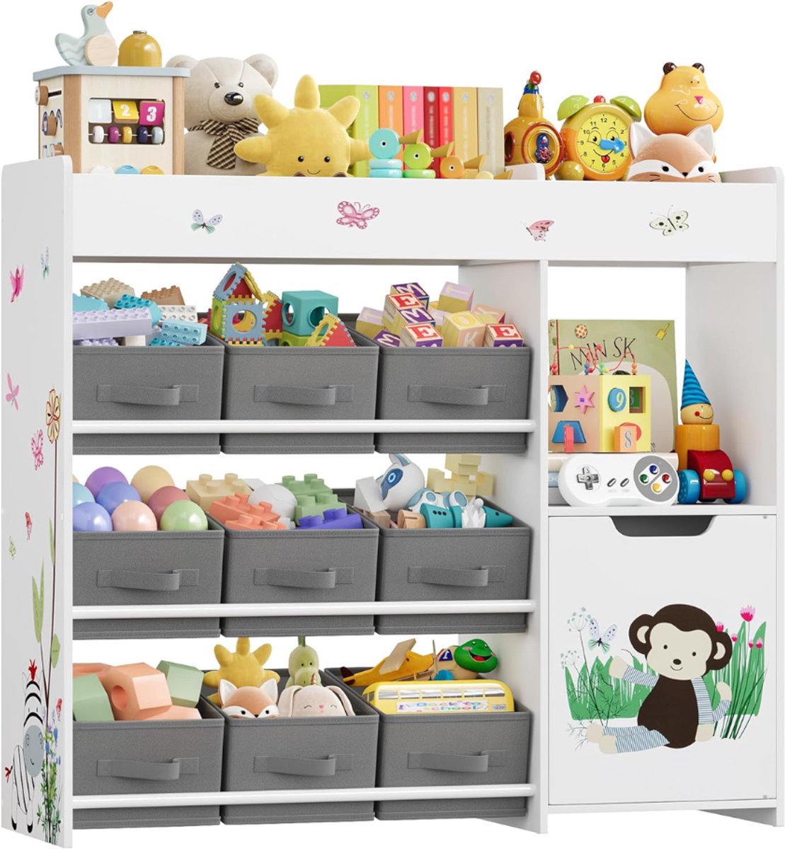 ZRNS® Opbergkast Speelgoed - Speelgoedkist - Speelgoedkast Kinderen - Met Opbergbakken - 3-laags