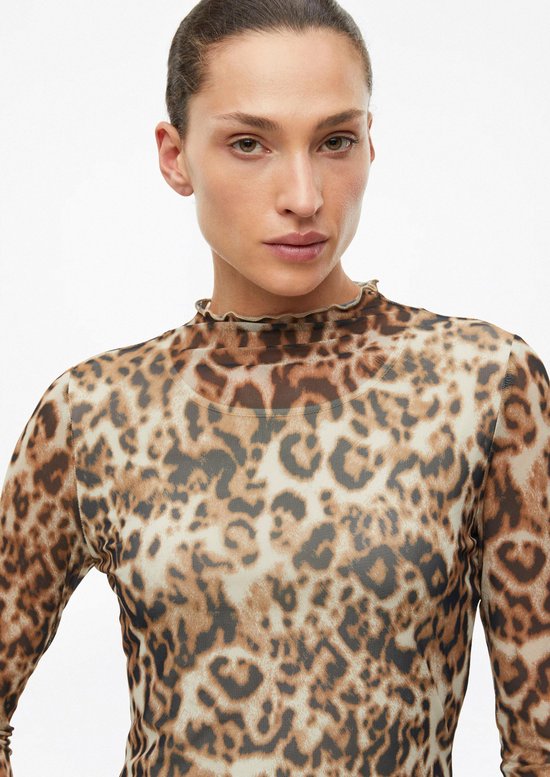s.Oliver - female - Mesh-shirt met lange mouwen en luipaardprint