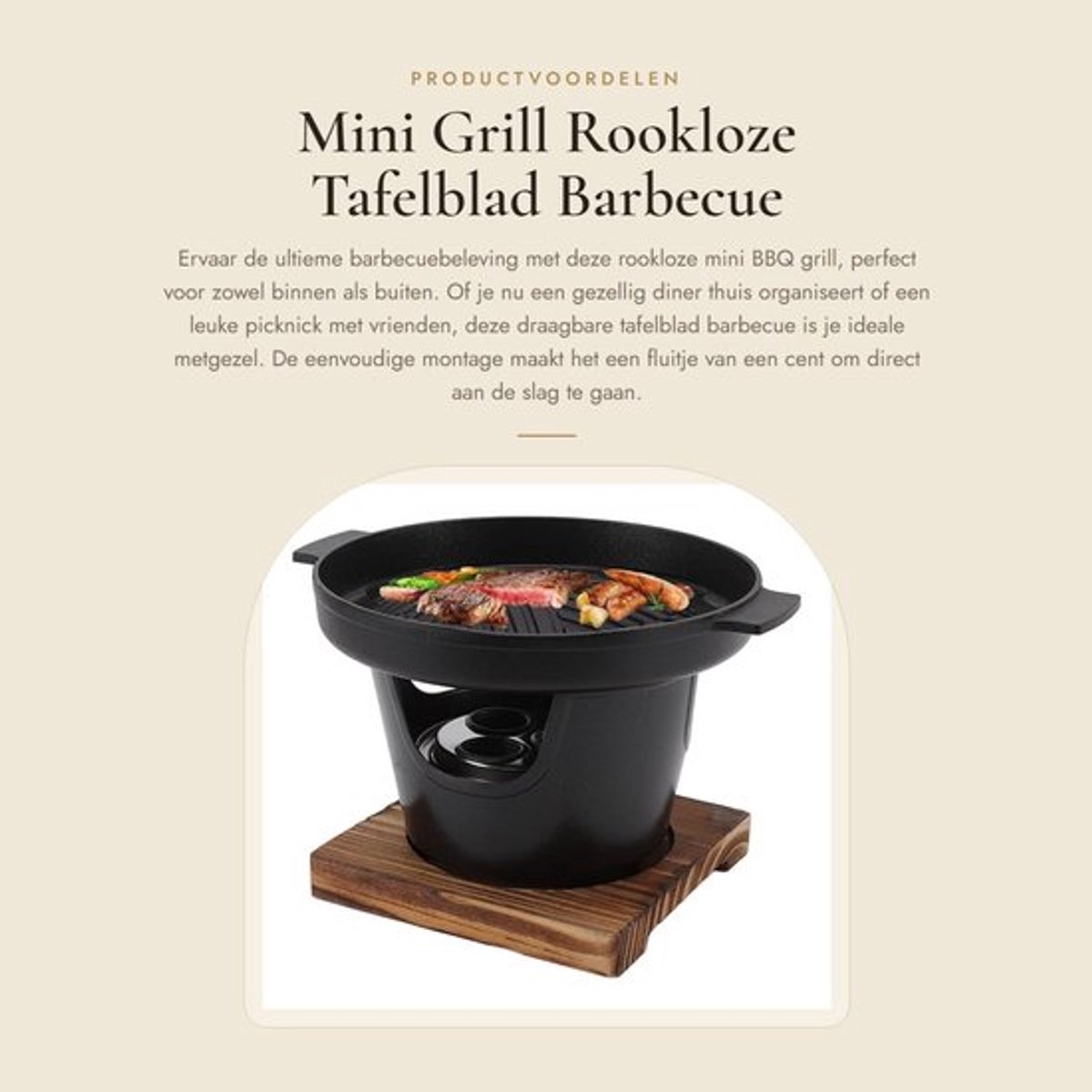 Barbecue Rookloze Mini Grill - Tafelblad Grill - Draagbare BBQ - Geschikt voor Camping/Picknick - Eenvoudig te Monteren - Milieuvriendelijk