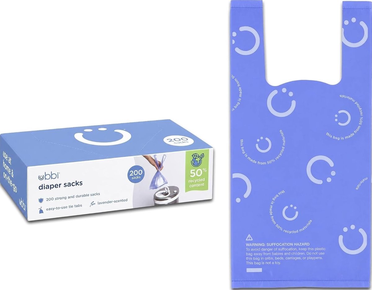 Luieremmer - Lavendelgeur - 200 Stuks - Wegwerpluierzakjes van 50% Gerecycled Materiaal - Voor Baby’s en Huisdieren