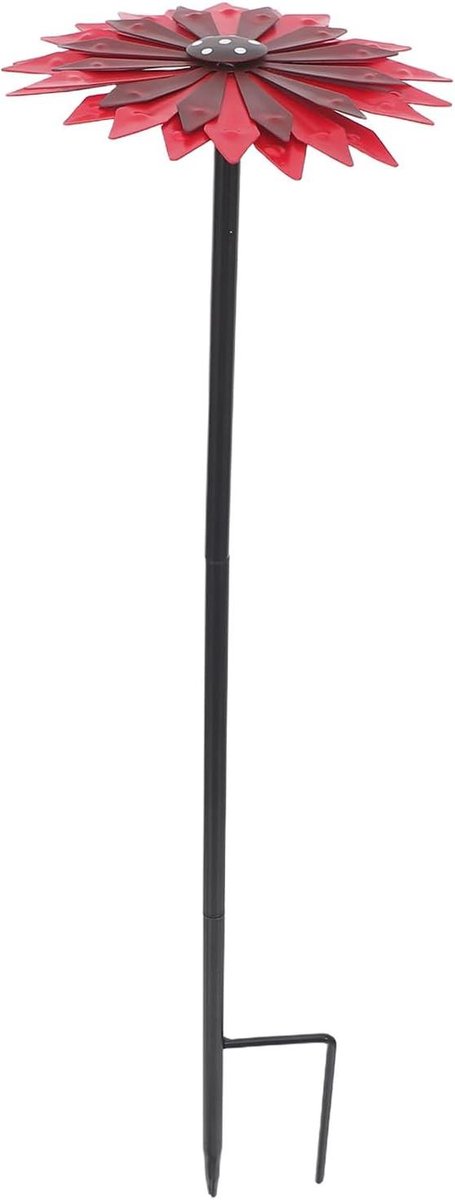 Metalen Tuinsteker - Bloem Decoratie - Tuin Verfraaien - Weerbestendig Metaal - 49 cm - Rood