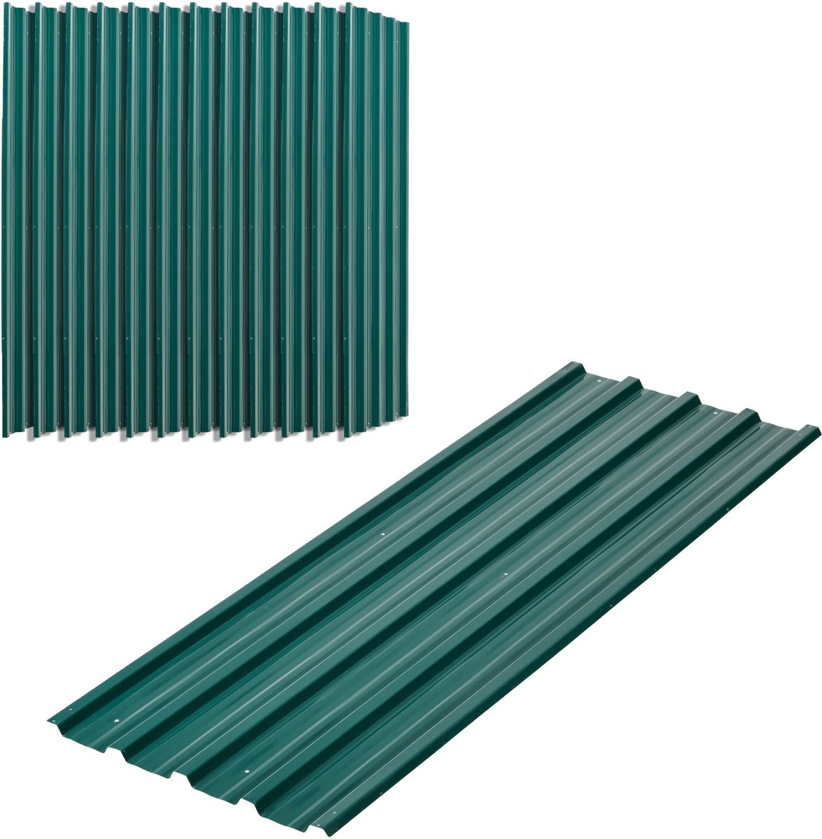 12 stuks trapeziumvormige metalen platen 129x45cm 7m² Gegalvaniseerde dakplaat 0 - 25 mm Weerbestendige profielplaat Groen
