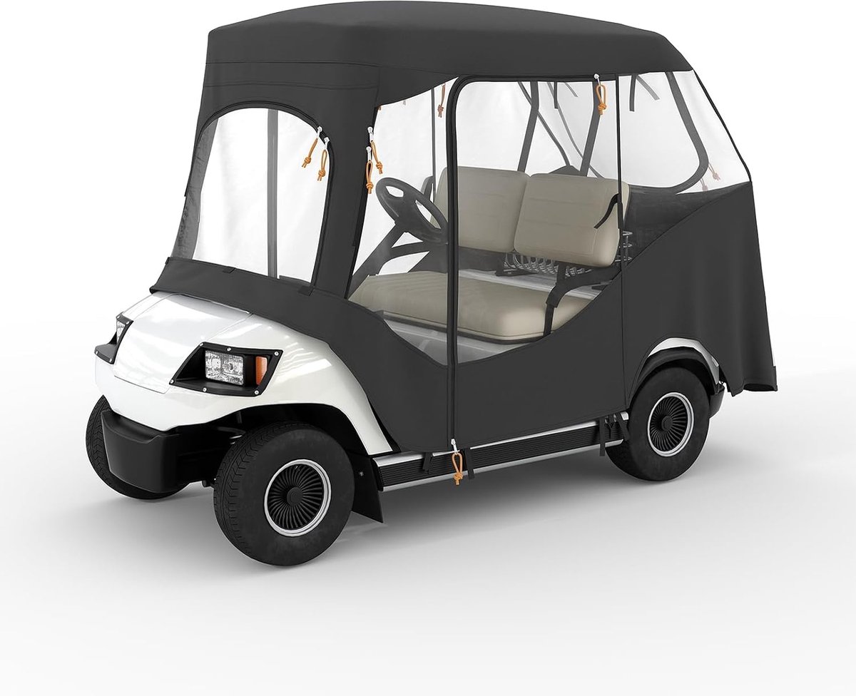 Danky golfwagen afdekking voor 2-zitter, 600D Oxford met PVC vensters, afmeting 149×123×134 cm