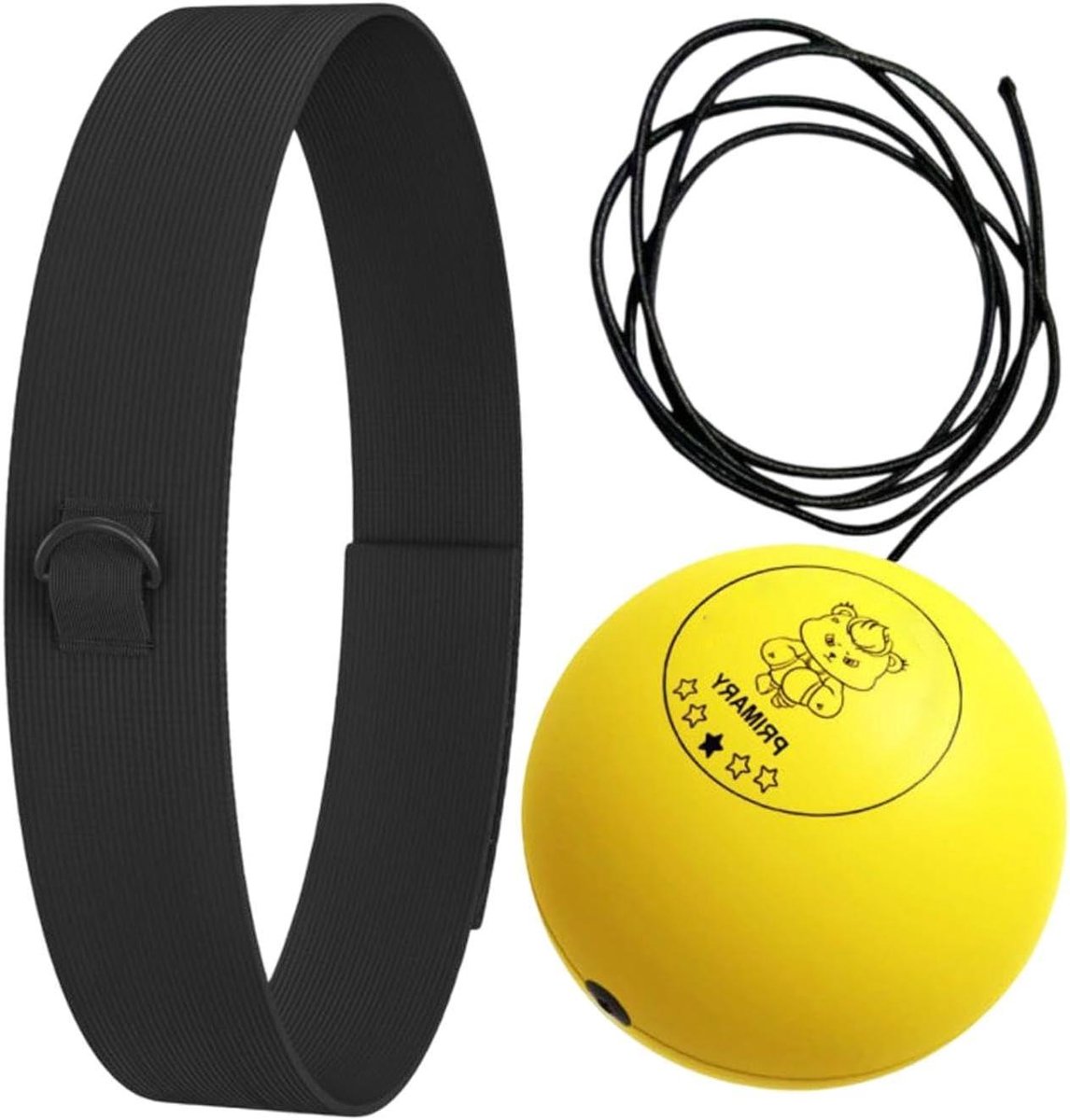 Boksbal Trainingsset - Reflex Bal - Verbeter Coördinatie - Verstelbare Hoofdband - Verschillende Groottes - Geel