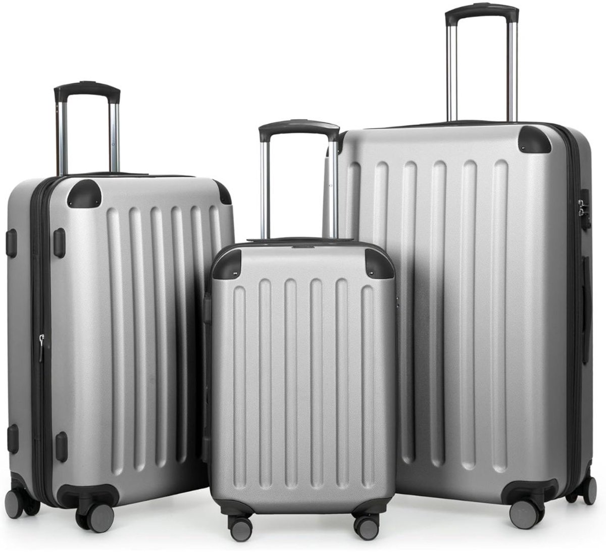 NIVA® Kofferset - Reiskoffer Set - Koffer Handbagage - Grijs - 50cm x 30cm x 75cm