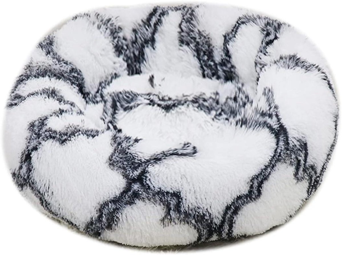 Ronde Huisdier Mand - Hondenmand Kattenbed - Comfortabel Slapen - Zachte Pluche Vacht - XL - Grijs