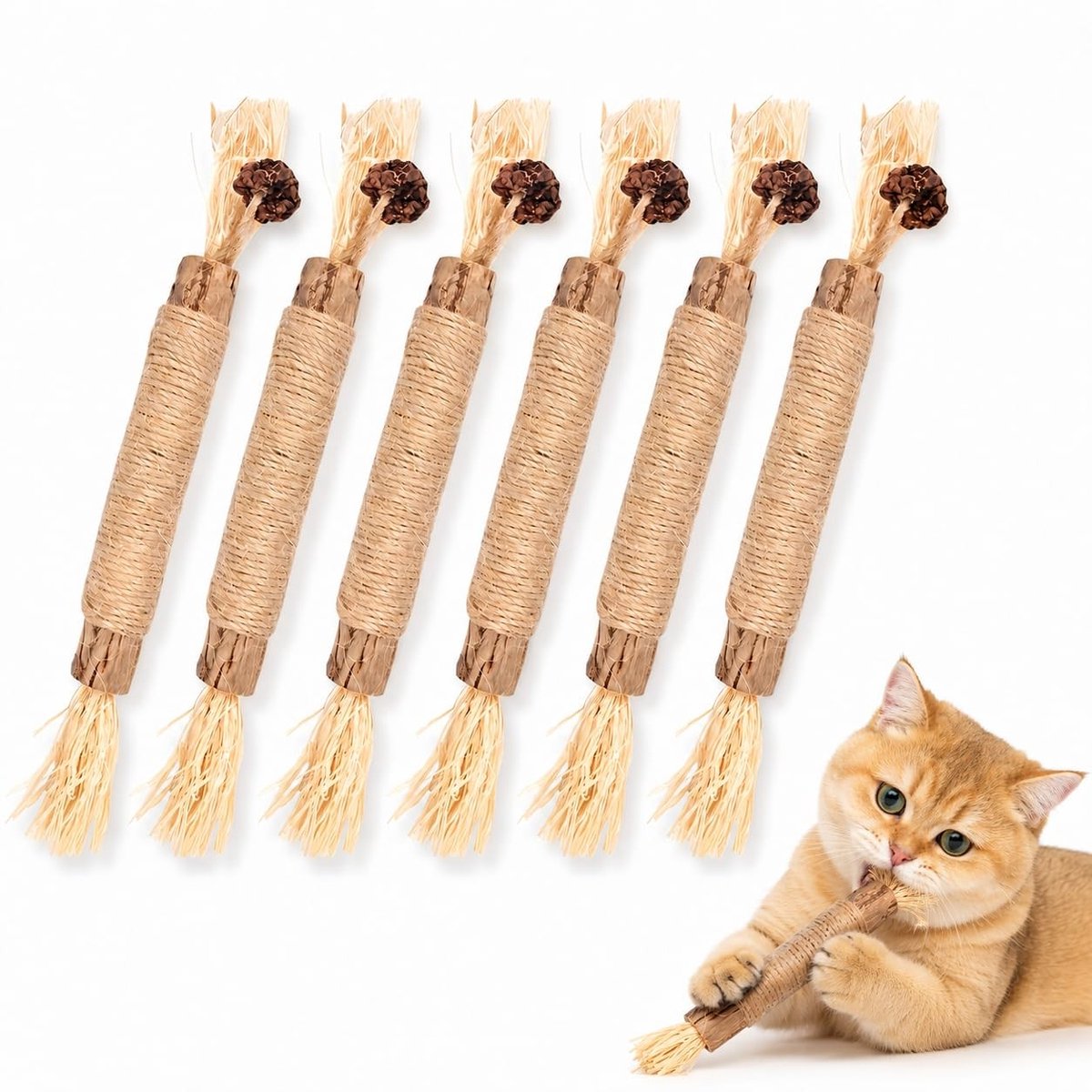 Omgoods - Natuurlijke Matatabi Sticks voor Katten, Set van 6 Stuks