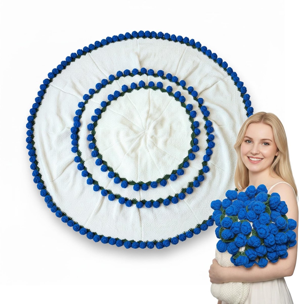 Omgoods - Bloemendecoratie Deken met Rozen voor Huisdecoratie