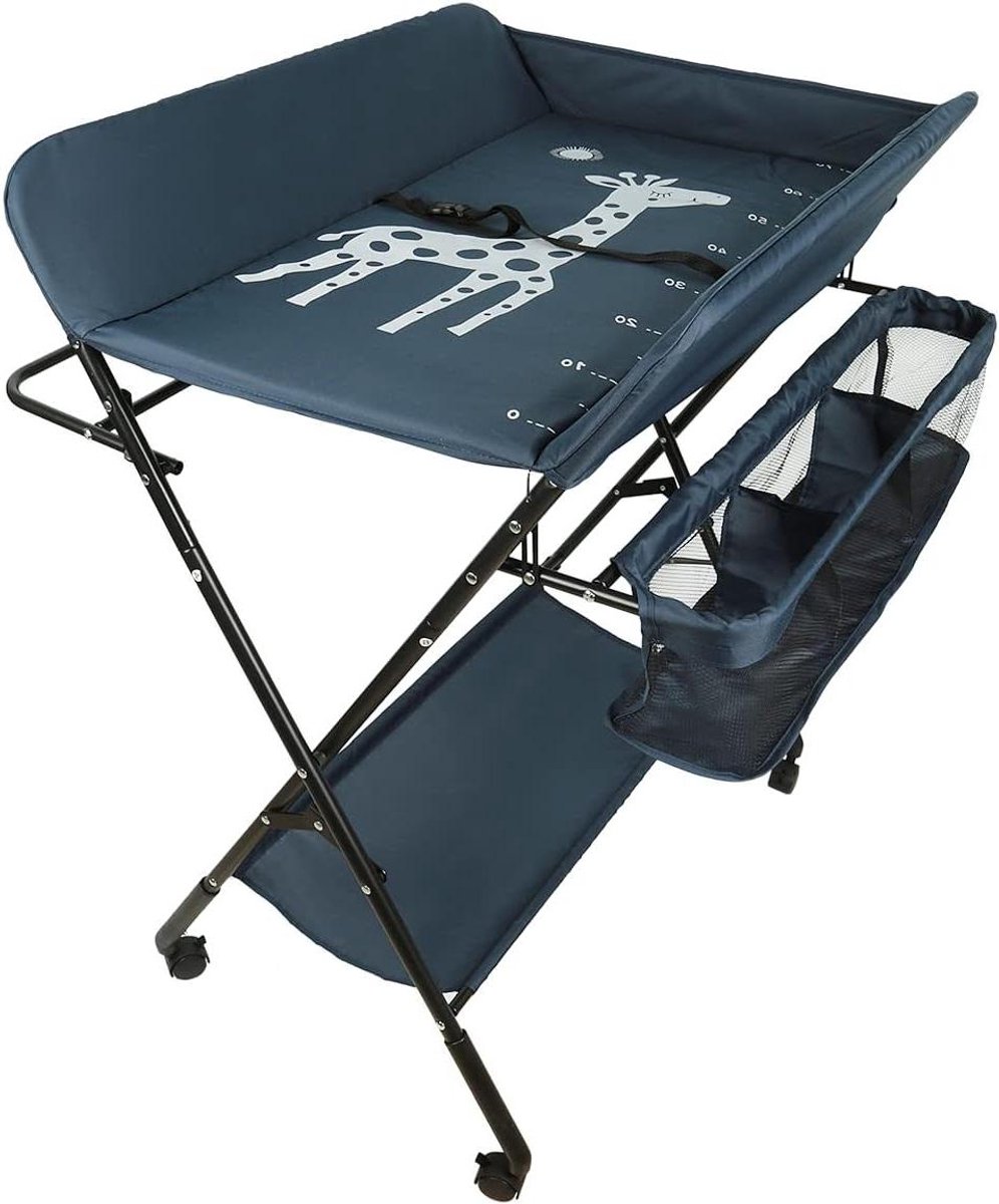 Babyverschoontafel - Opvouwbare commode - Baby verzorgen - In hoogte verstelbaar - Met opbergvakken - Roze