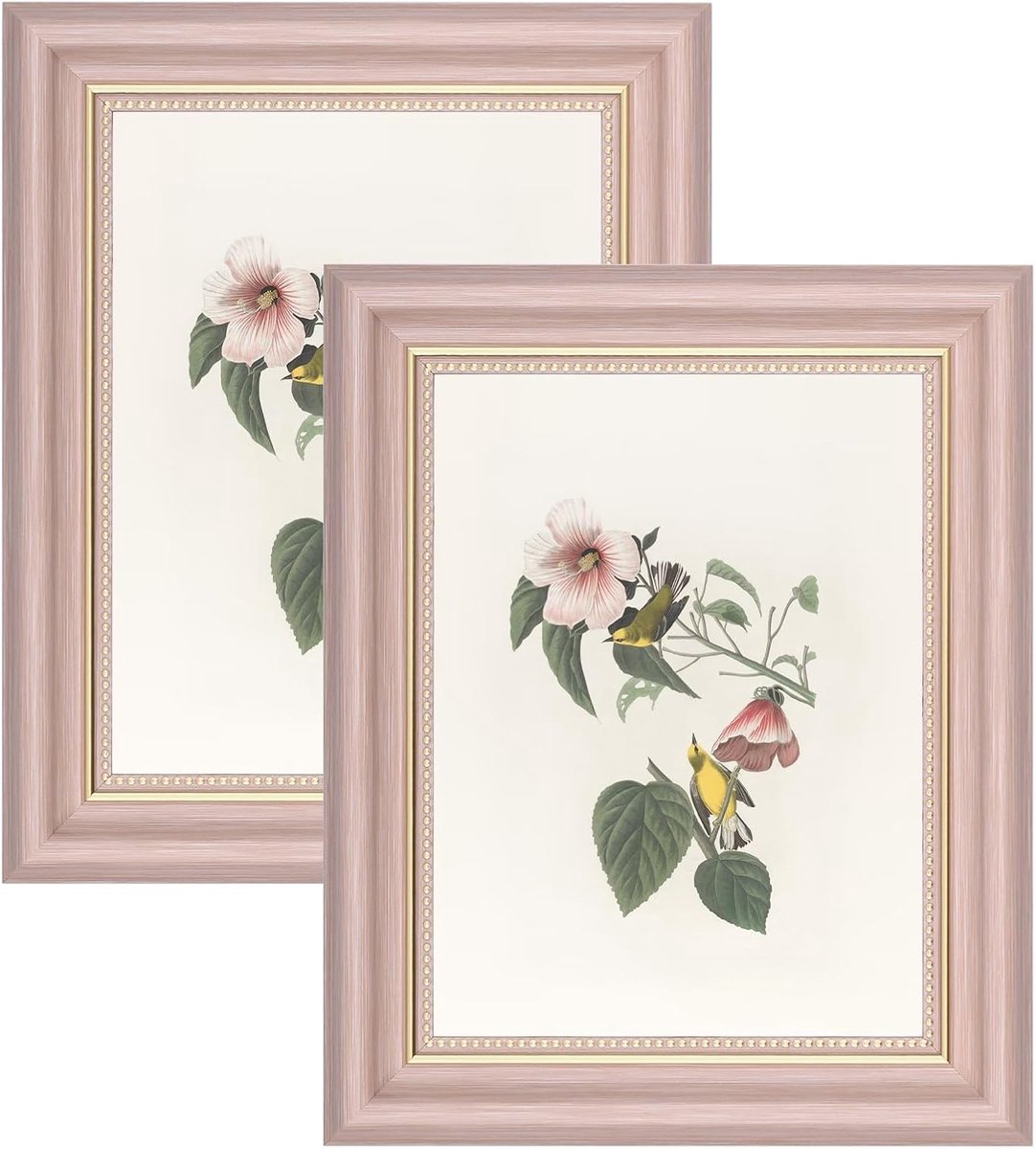 Fotolijst - Vintage Fotolijstjes - Shabby Chic Retro Lijsten - Staand en Hangend - 2 stuks - 15x20 cm - Roze
