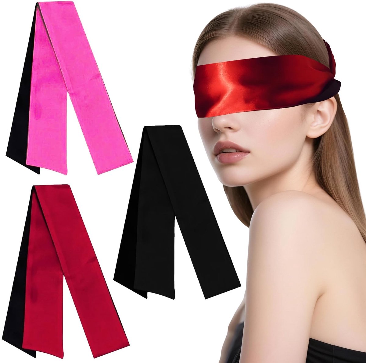 Omgoods - Set van 3 Satijnen Slaapmaskers voor Volwassenen