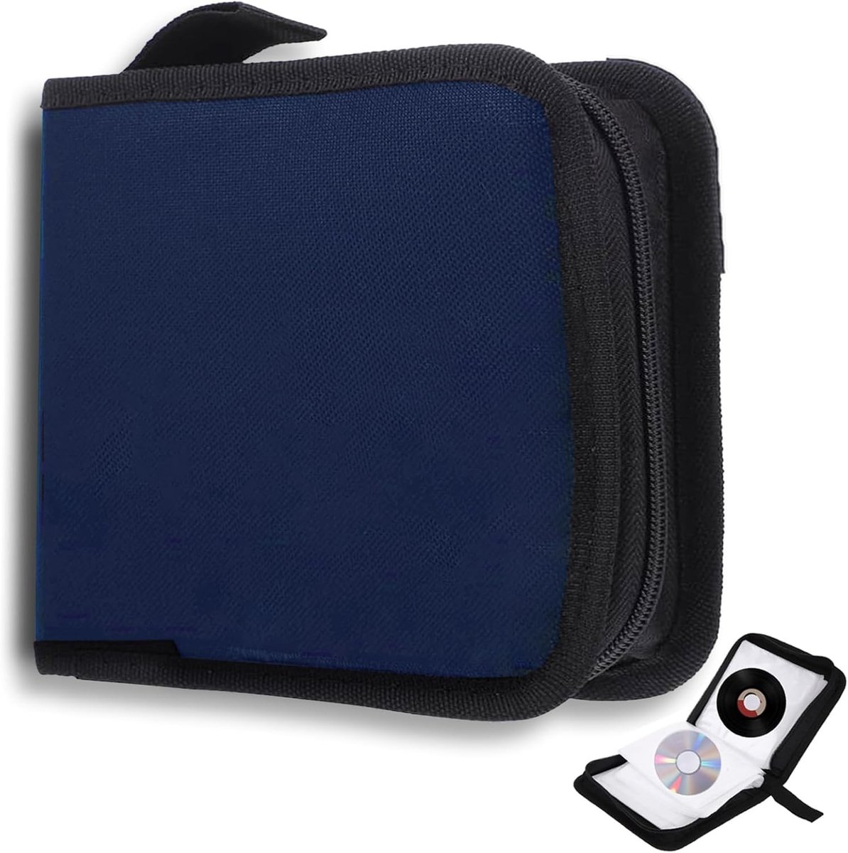 CD DVD Opbergzak voor 40 Schijven, Ruimtebesparende Opbergtas met Rits voor Auto en Thuis, Blauwe Organizer voor Media en Accessoires