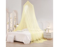 Muggennet - extra groot bedhemel-Geel,Zuignap +(Bedden kleiner dan 1,8 meter met deur) 50 cm bovenzijde * 250 cm hoog * 1050 cm bedrail
