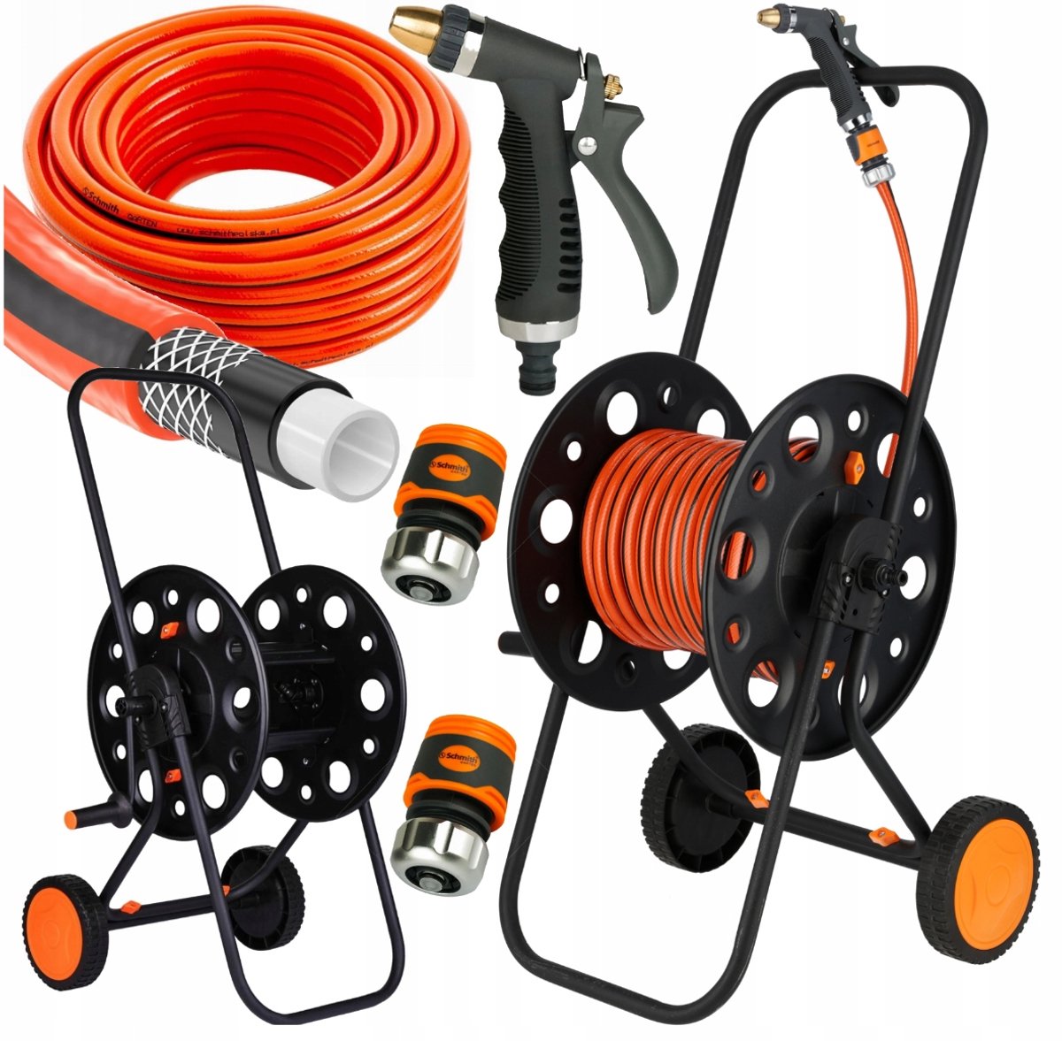 Complete tuinslangset met metalen slangenwagen, 25 meter slang en spuitpistool