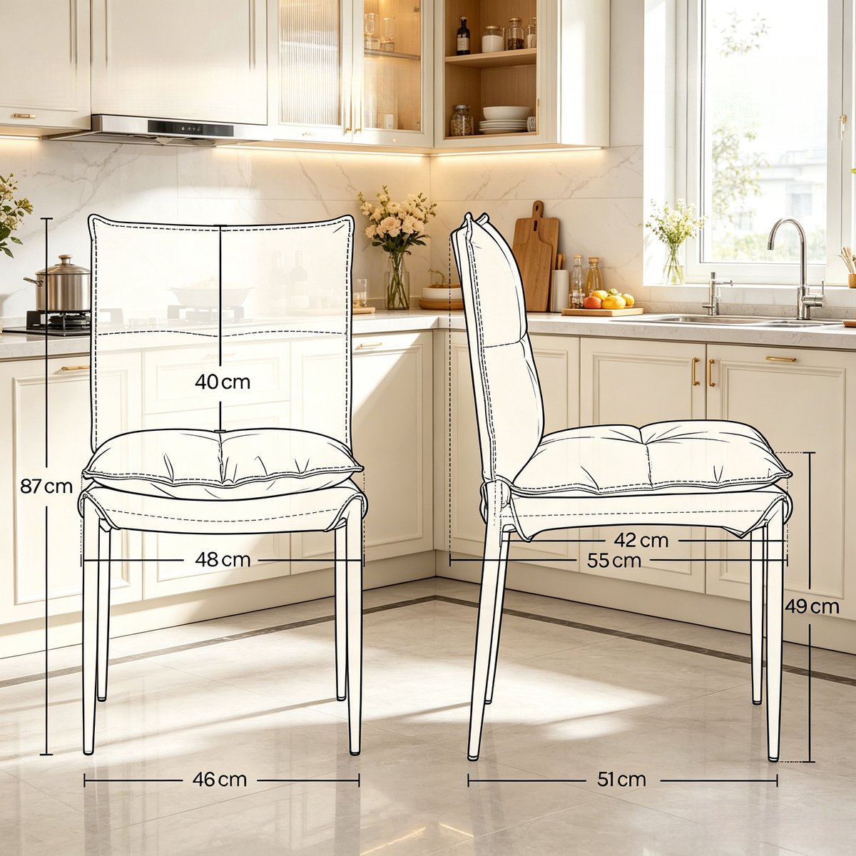 MIVRAY Eetkamerstoel Set van 2 - Modern Design Met Hoge Rugleuning En Zacht Zitkussen - Voor Eetkamer En Keuken - Kunstleer Metaal - Zwart Bruin