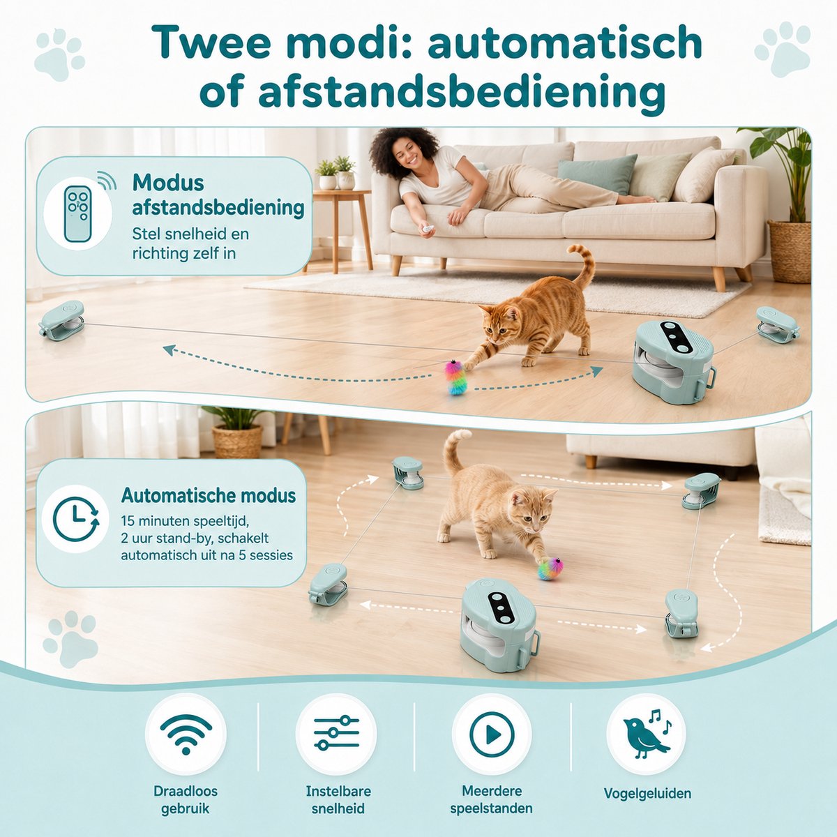 Intelligent Kattenspeelgoed - Elektrisch - Afstandsbediening - Groen thumbnail 5